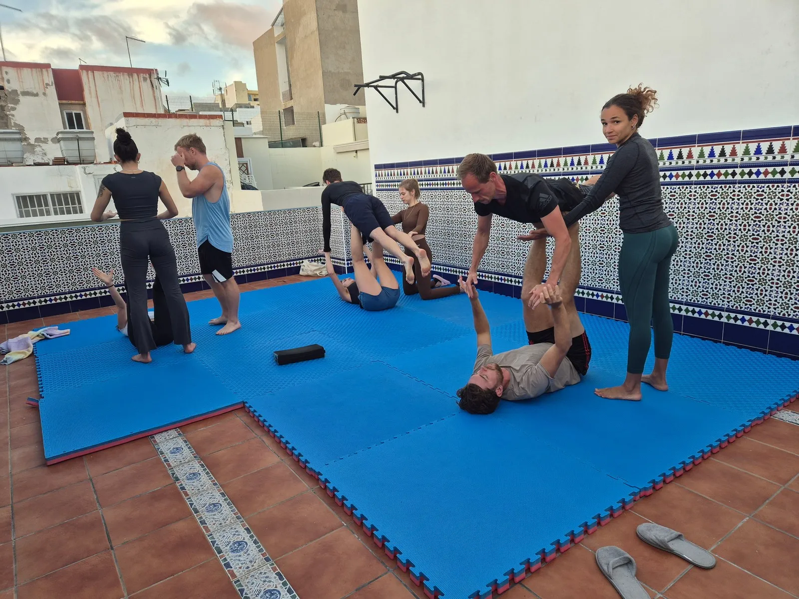 Acro Yoga at Sport rooftop terrace