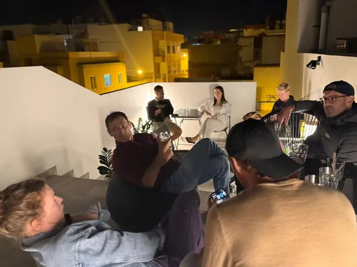 Community dinner at Sunbed terrace - at night
