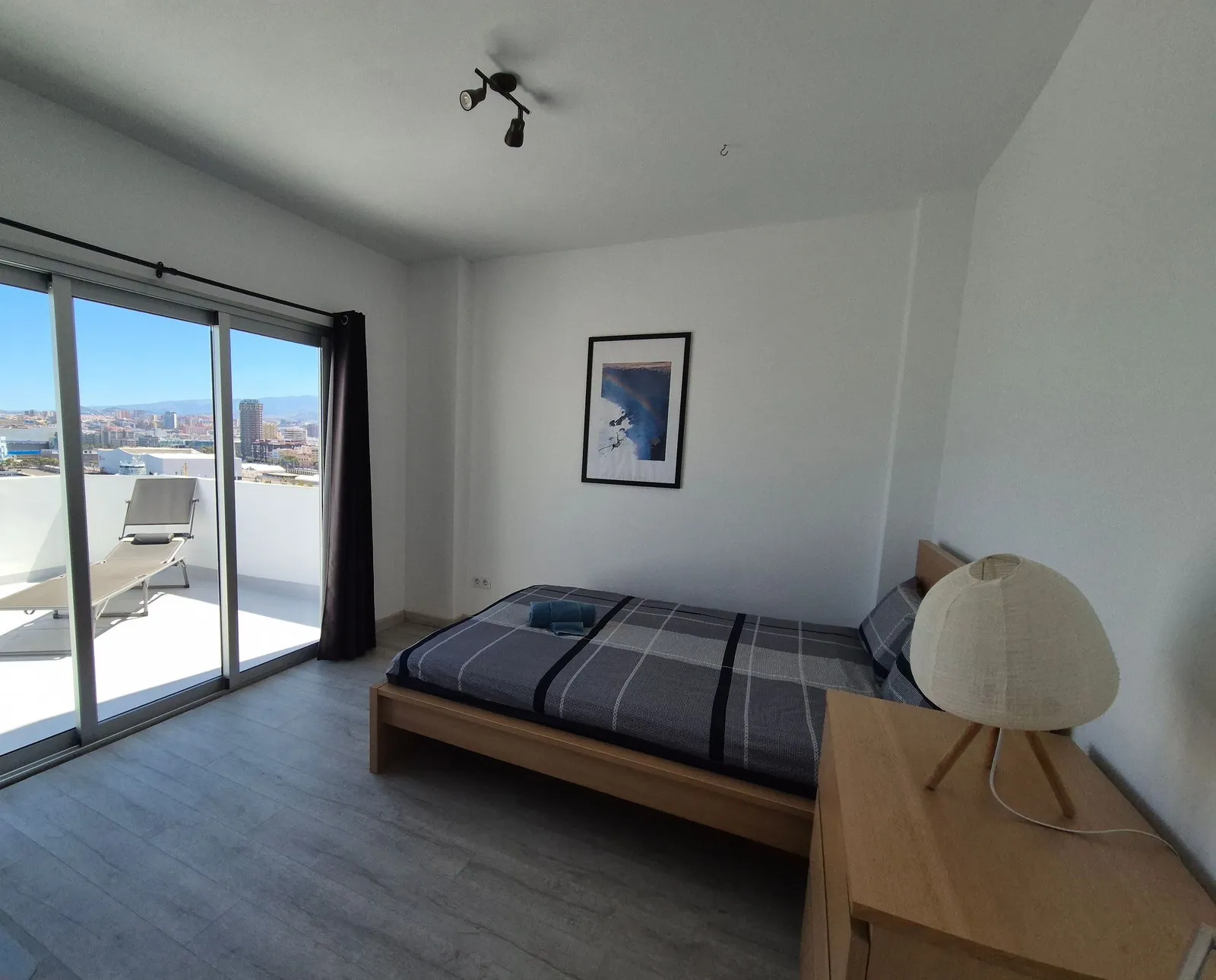 Highline Haven - blue sky, bedroom, reading lamp