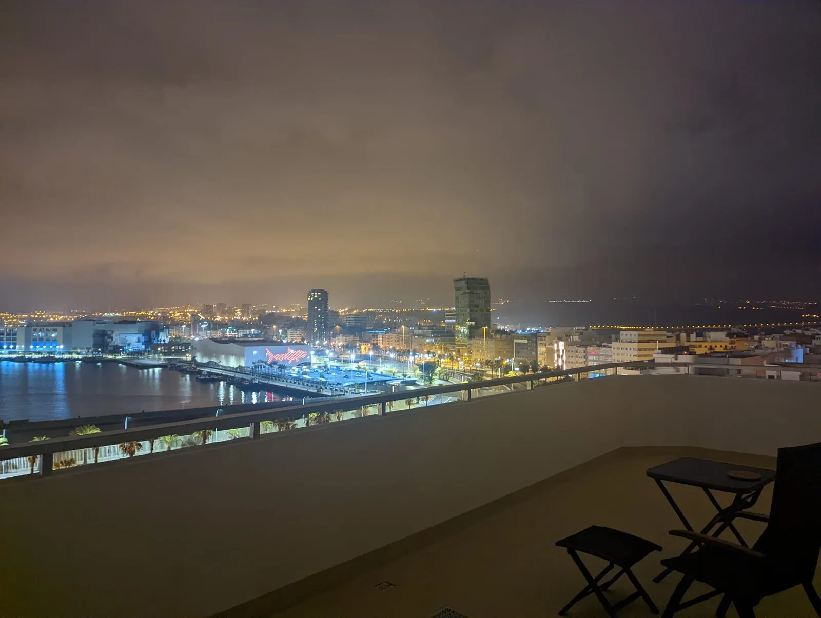 Southern terrace at J48 Penthouse - viewpoint, at night