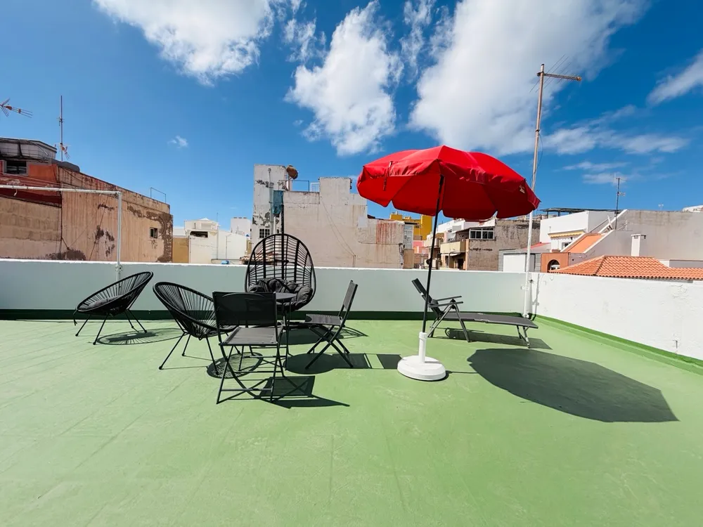 Sunbathing terrace at P21 Outpost - sunbed