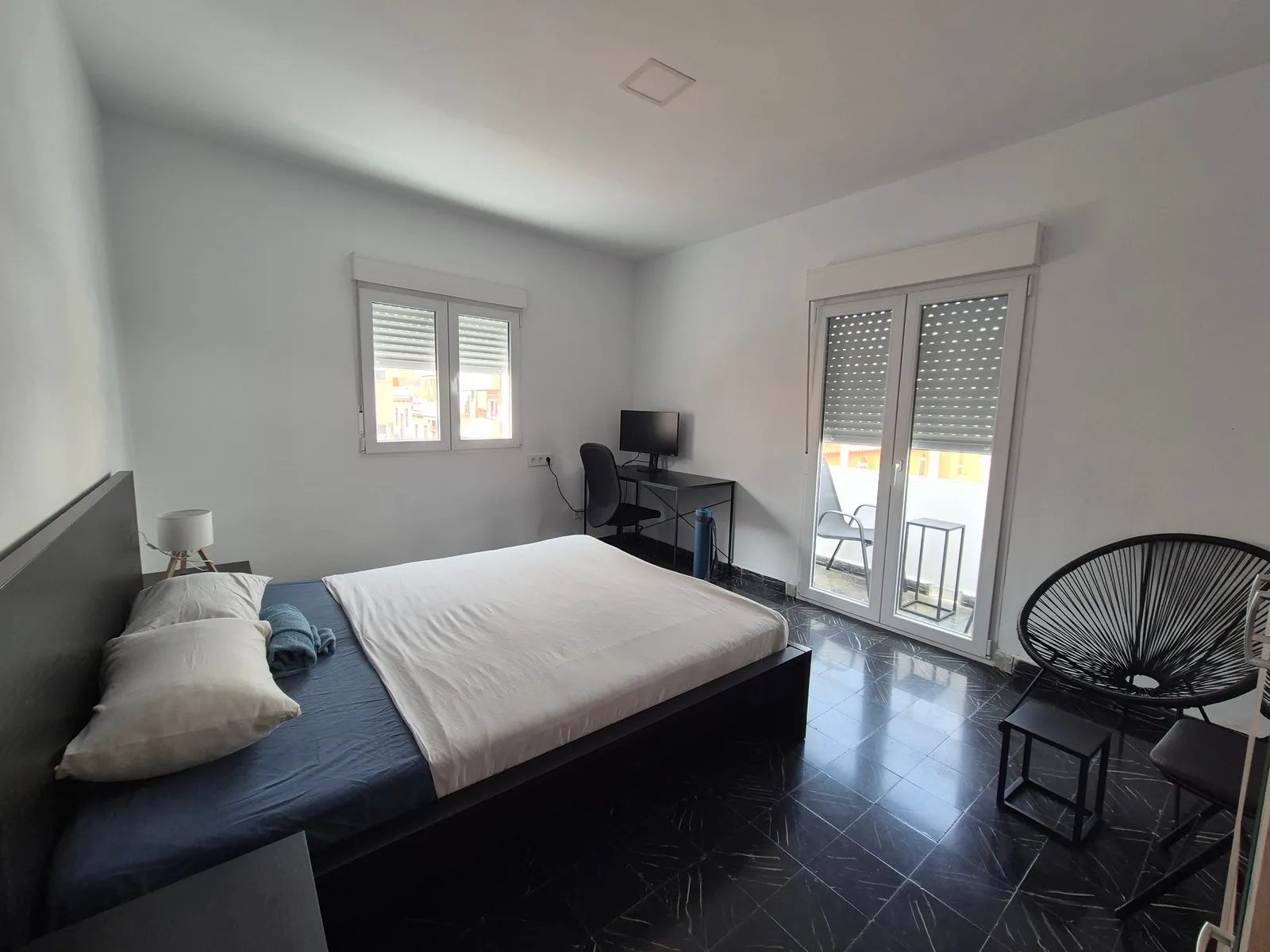 Triathlon Territory - window shutter, bedroom, desk workspace